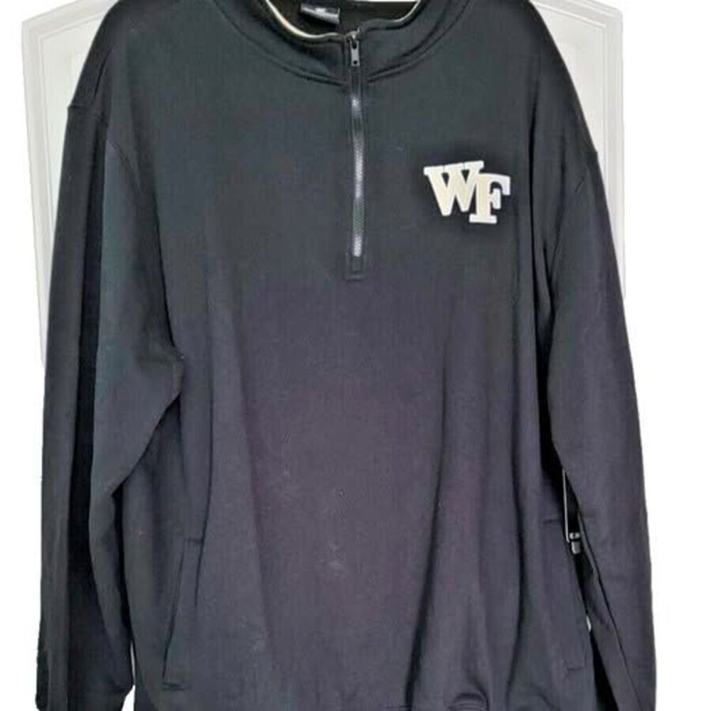 Colosseum Men's Wake Forest 1/4 Zip LS Black Sweatshirt 3XL New w Tags